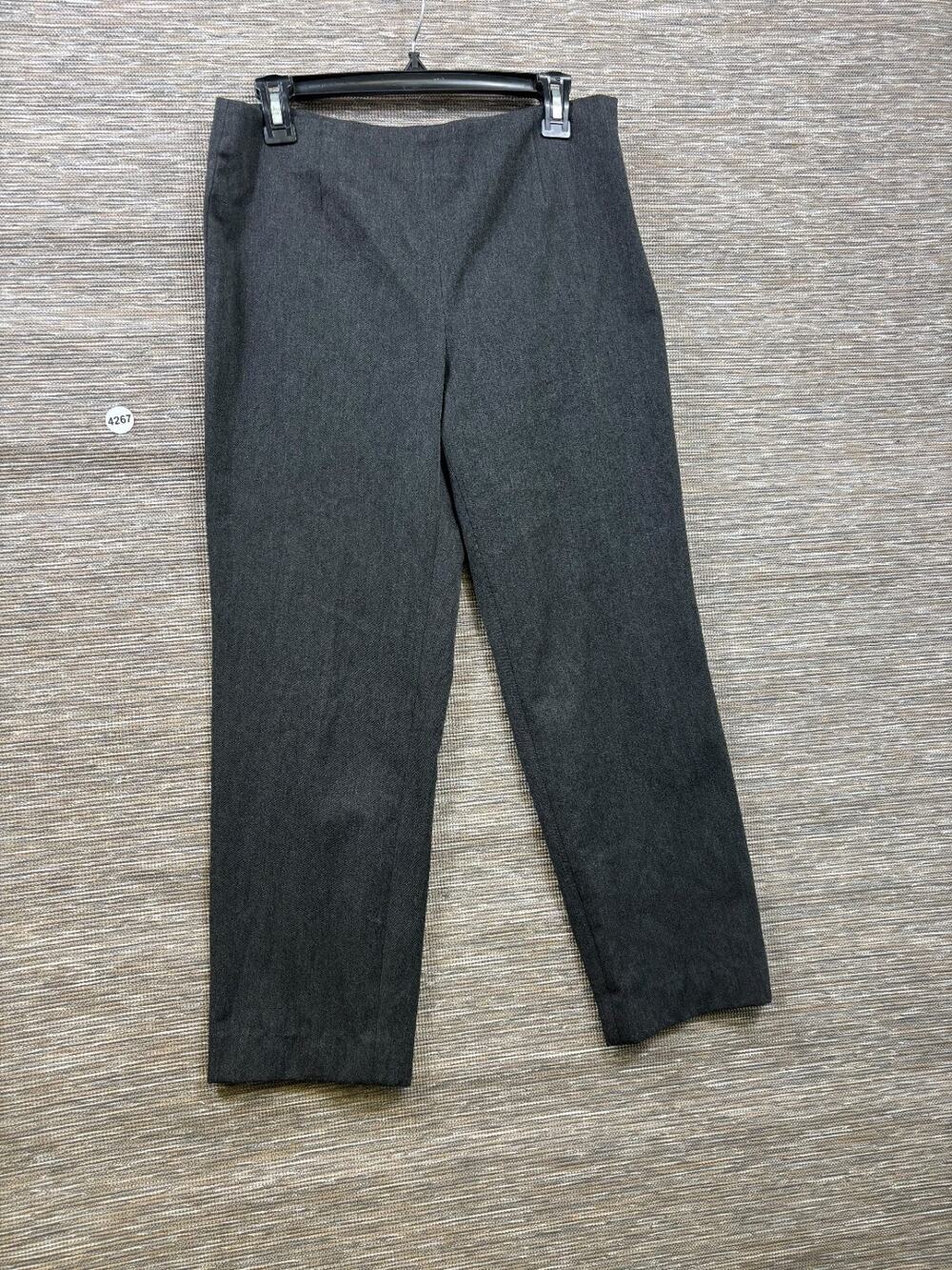 Talbots Stretch Ankle Pants Womens Size 8 Charcoal Grey Heather Side Zip